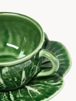 Tazas con platitos pintadas a mano Cabbage, 4 uds.