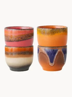 Tazas de café artesanales de cerámica 70's, 4 uds.