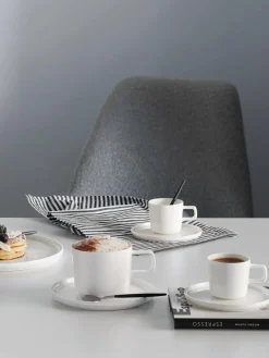 Tazas de café con platitos de porcelana Oco, 6 uds.