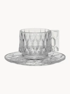 Tazas de café con platitos con relieves Jellies, 4 uds.