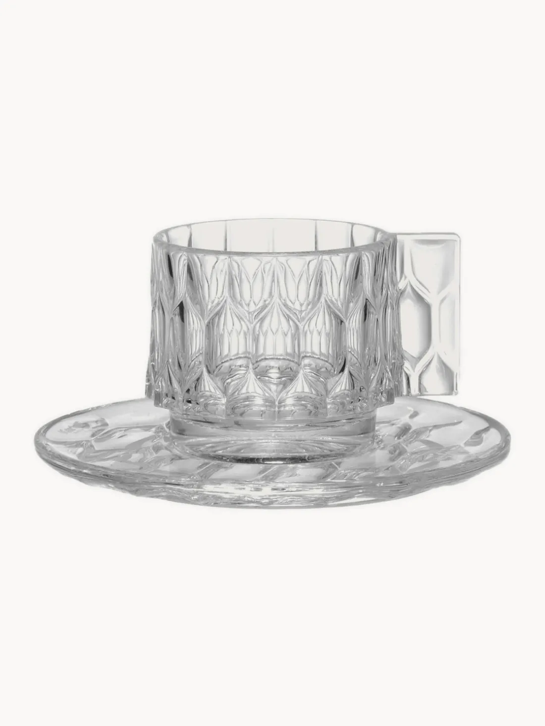 Tazas de café con platitos con relieves Jellies, 4 uds.