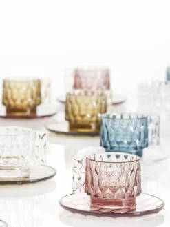 Tazas de café con platitos con relieves Jellies, 4 uds.