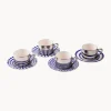 Tazas de café espresso artesanales con platitos Aunty, 4 uds.
