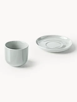 Tazas de café espresso con platitos de porcelana Nessa, 4 uds.