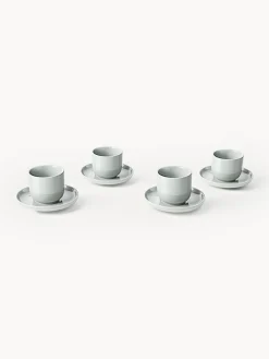 Tazas de café espresso con platitos de porcelana Nessa, 4 uds.