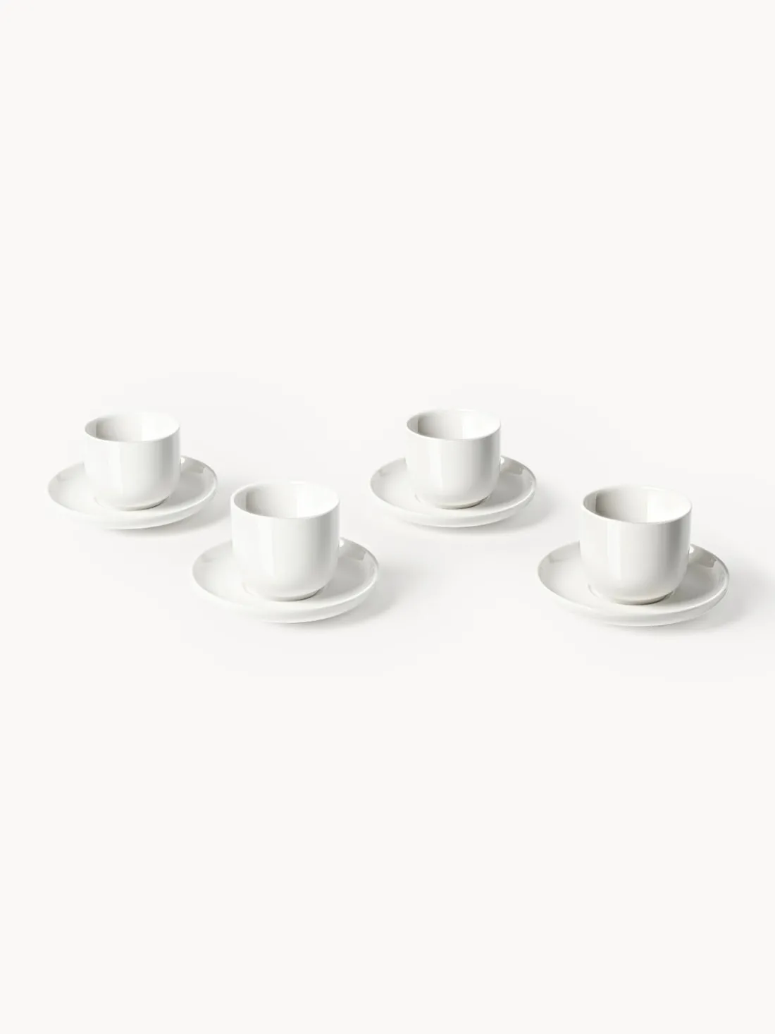 Tazas de café espresso de porcelana con platitos Nessa, 4 uds.