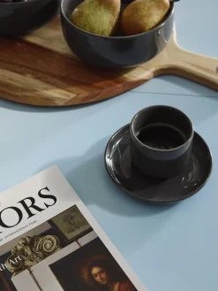 Tazas de café espresso de porcelana con platitos Nessa, 4 uds.