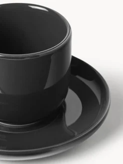 Tazas de café espresso de porcelana con platitos Nessa, 4 uds.