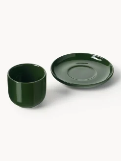 Tazas de café espresso de porcelana con platitos Nessa, 4 uds.