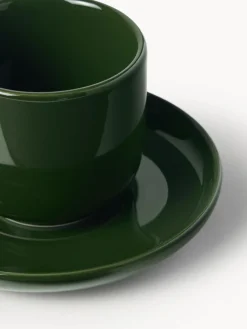 Tazas de café espresso de porcelana con platitos Nessa, 4 uds.