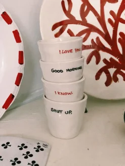 Tazas de café espresso pintadas a mano Good Morning, 6 uds.