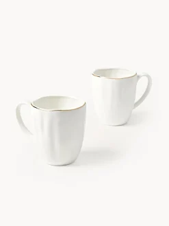 Tazas de porcelana con relieves Sali, 2 uds.