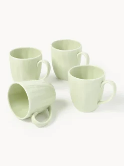 Tazas de porcelana con relieves Sali, 4 uds.