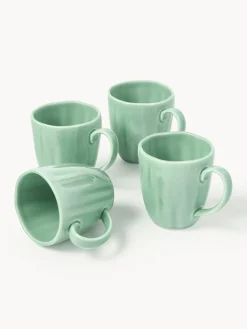 Tazas de porcelana con relieves Sali, 4 uds.