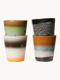 Tazas espresso artesanales de gres 70's, 4 uds.