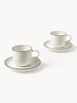 Tazas espresso con platitos de porcelana Facile, 2 uds.