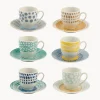 Tazas espresso con platitos, 6 uds.