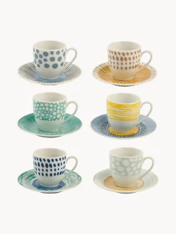 Tazas espresso con platitos, 6 uds.