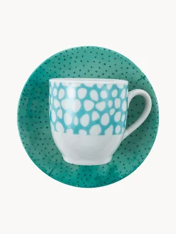 Tazas espresso con platitos, 6 uds.