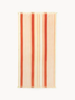 Toalla de playa de rayas con extremos de flecos Miri