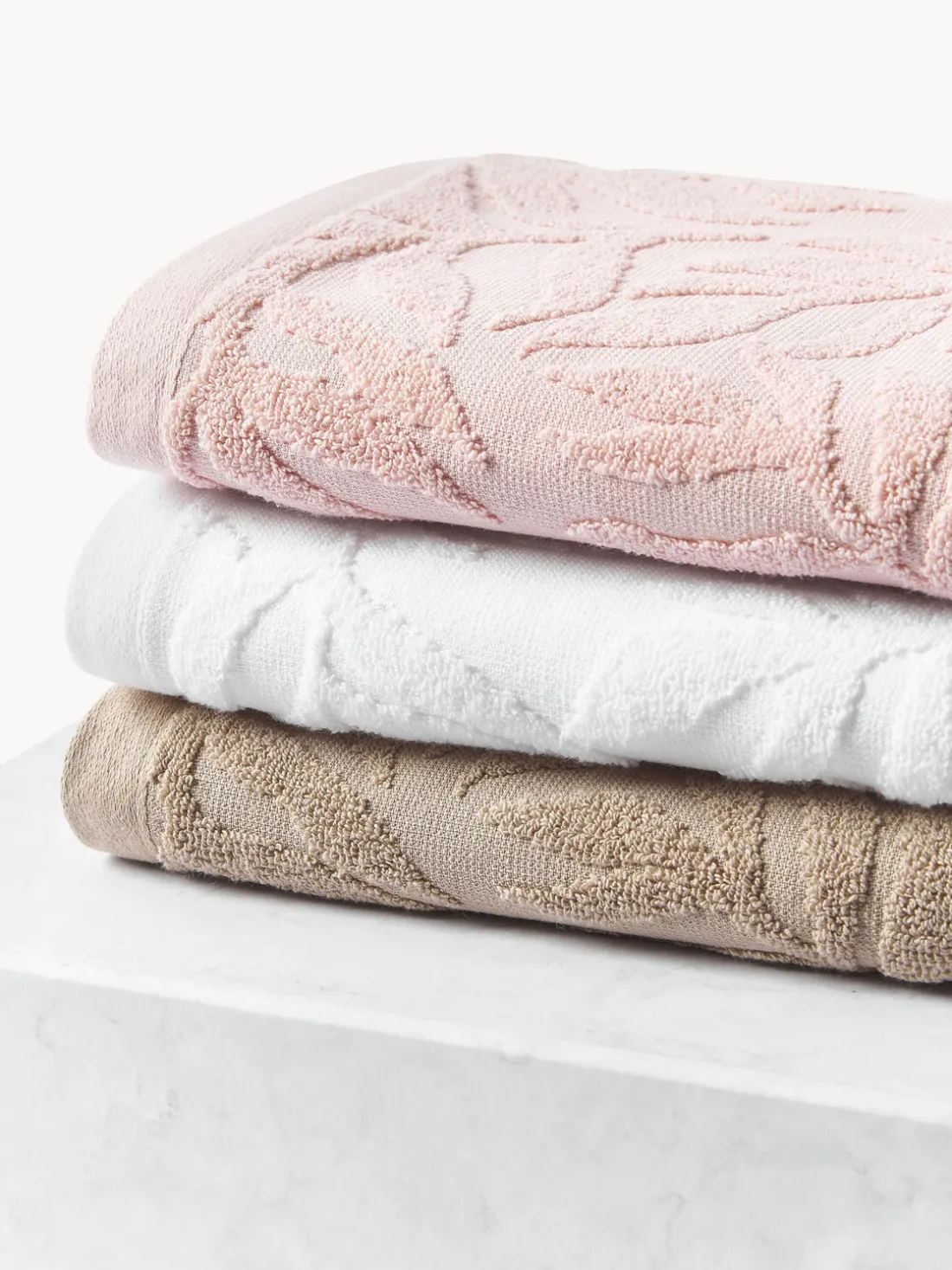 Toallas de algodón con relieves Leaf, tamaños diferentes