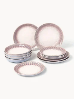 Vajilla artesanal con esmalte reactivo Vinci, 4 comensales (12 pzas)