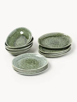 Vajilla artesanal con forma orgánica Macey, 12 pzas.