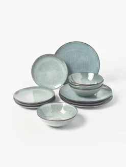 Vajilla artesanal Nordic Sea, 4 comensales (12 pzas.)