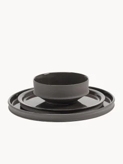 Vajilla de porcelana con esmalte reactivo Dune, 4 comensales (12 pzas.)