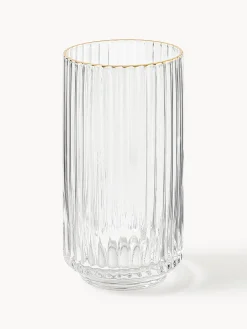 Vasos altos soplados con borde dorado Aleo, 4 uds.