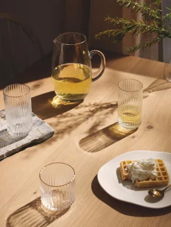 Vasos altos soplados con borde dorado Aleo, 4 uds.