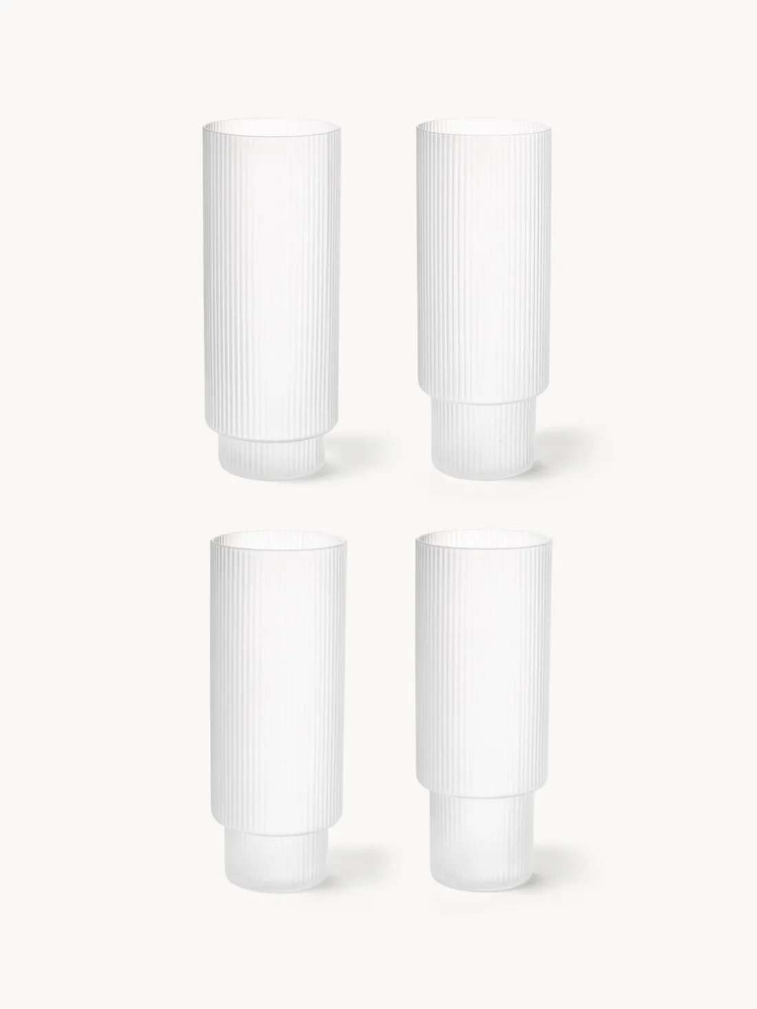 Vasos altos soplados con relieve Ripple, 4 uds.