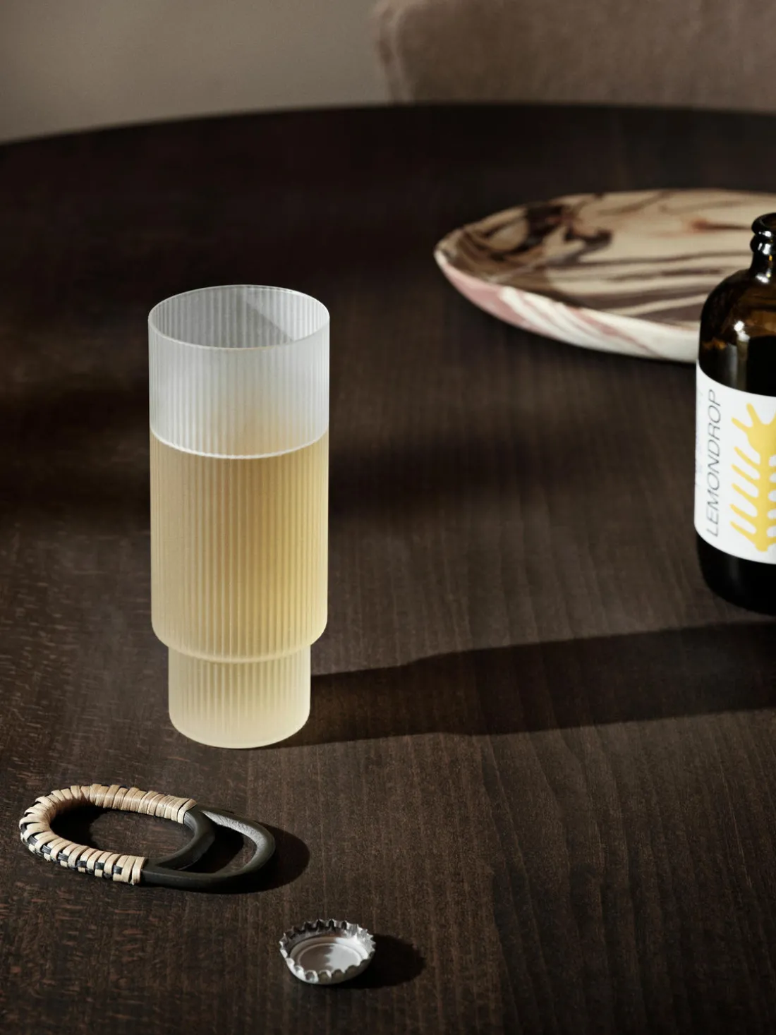 Vasos altos soplados con relieve Ripple, 4 uds.