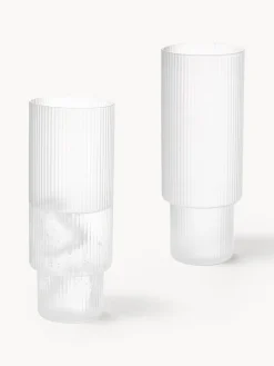Vasos altos soplados con relieve Ripple, 4 uds.