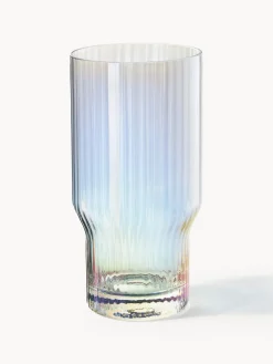 Vasos altos soplados con relieve y brillo nacarado Juno, 4 uds.