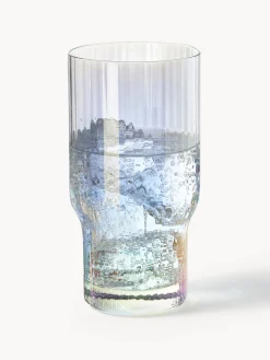 Vasos altos soplados con relieve y brillo nacarado Juno, 4 uds.