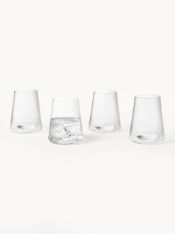 Vasos de agua artesanales con relieves Cami, 4 uds.