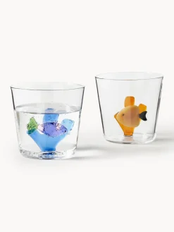 Vasos de agua artesanales Marine Garden, 6 uds.