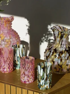 Vasos de agua de vidrio soplado Confetti Hobnail, 2 uds.