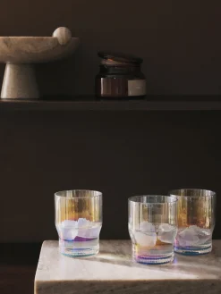 Vasos de agua soplados con relieve y brillo nacarino Juno, 4 uds.