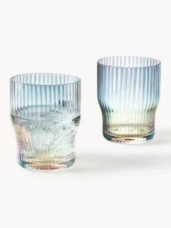 Vasos de agua soplados con relieve y brillo nacarino Juno, 4 uds.