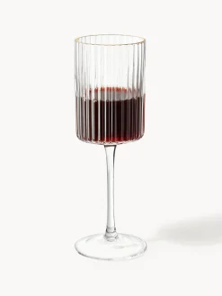 Vasos de agua soplados con borde dorado Aleo, 4 uds.