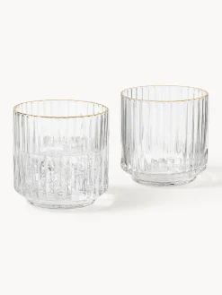 Vasos de agua soplados con borde dorado Aleo, 4 uds.