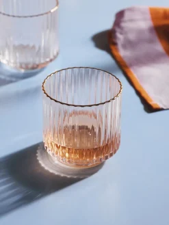 Vasos de agua soplados con borde dorado Aleo, 4 uds.