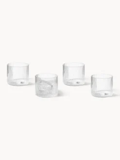 Vasos de agua soplados con relieves Ripple, 4 uds.