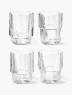 Vasos de agua soplados con textura acanalada Ripple, 4 uds.