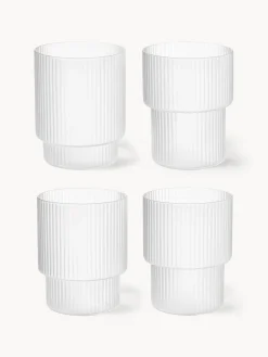 Vasos de agua soplados con relieves Ripple, 4 uds.