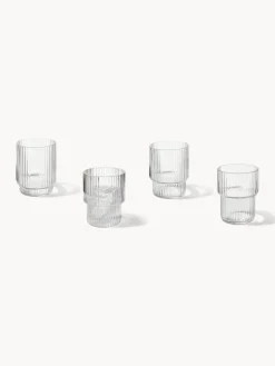 Vasos de agua soplados con relieves Ripple, 4 uds.
