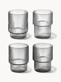 Vasos de agua soplados con relieves Ripple, 4 uds.