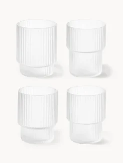 Vasos de agua soplados con relieves Ripple, 4 uds.